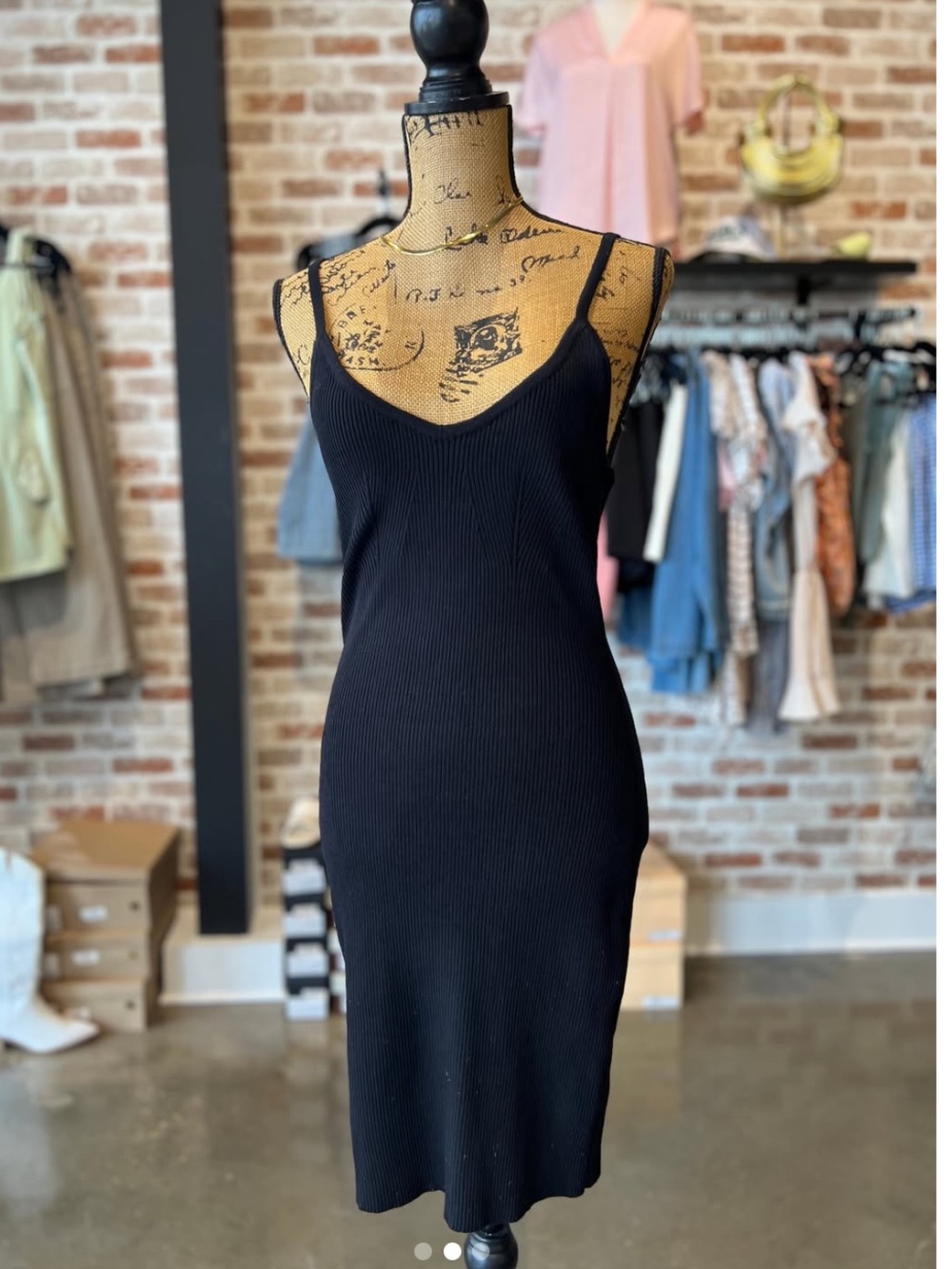 Black Tank Midi Dress - Classic Slip Style